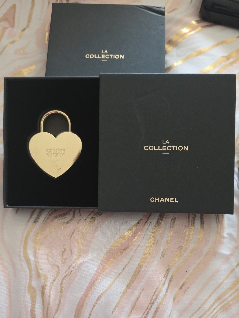 CHANEL Coco Crush 3 Gold & 1 Silver Heart Padlock and Key. NIB. Sold separately
